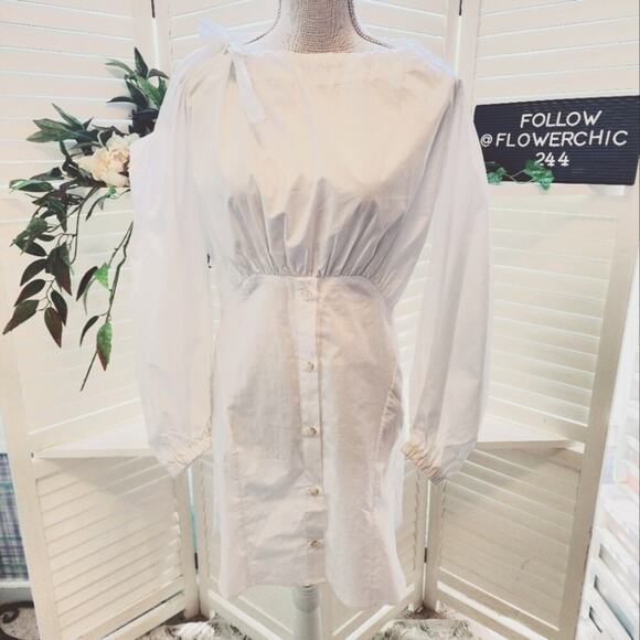 RACHEL COMEY WHITE SHOULDER TIE DRESS SIZE 4 - Picture 1 of 8